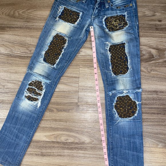 Robin's Jeans: sz24 Studded and Embellished Straight Leg - Picture 4 of 6